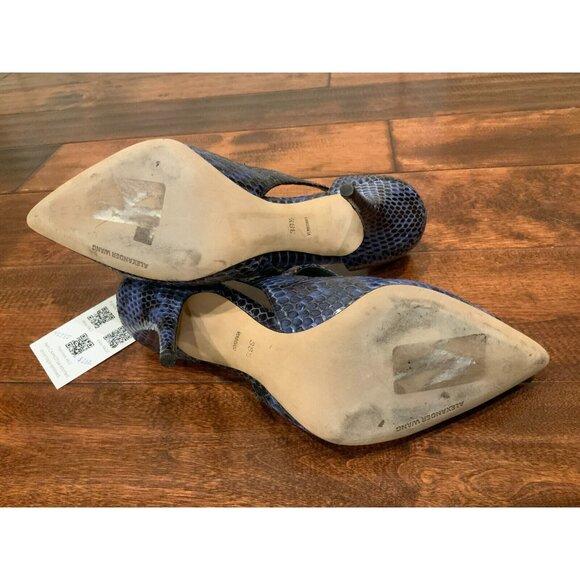 Alexander Wang Blue Leather Snakeskin Pointed Toe Stiletto Heels, Size 8.5/38.5 - Picture 8 of 9